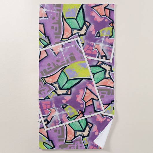 Kleurrijke Street Art Collage Strandlaken (Voorkant)