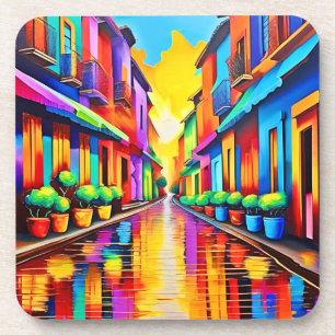 Kleurrijke Street Scene Art Bier Onderzetter