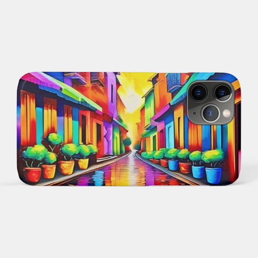 Kleurrijke Street Scene Art Case-Mate iPhone Case (Achterkant (horizontaal))