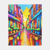 Kleurrijke Street Scene Art Fleece Deken (Voorkant)