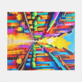 Kleurrijke Street Scene Art Fleece Deken (Voorkant (Horizontaal))