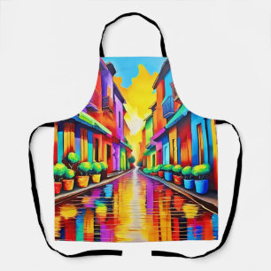 Kleurrijke Street Scene Art Schort