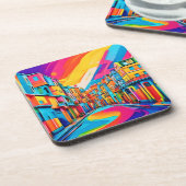 Kleurrijke Street Vibes Bier Onderzetter (Linkerzijde)