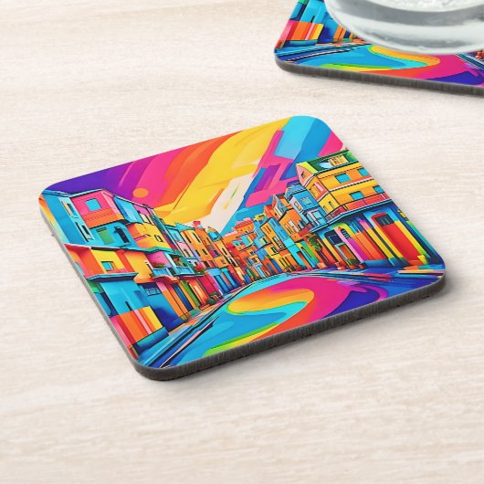 Kleurrijke Street Vibes Bier Onderzetter (Linkerzijde)