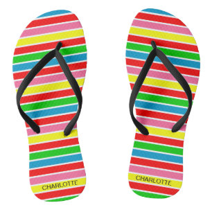 Kleurrijke Strepen Abstract Gepersonaliseerde Flip Teenslippers