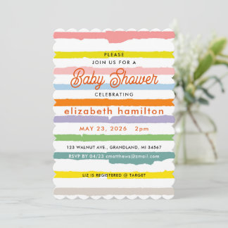 Kleurrijke Strepen Baby Shower Uitnodiging
