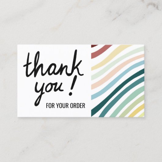 Kleurrijke strepen Bedankt voor uw bestelling wink Visitekaartje (Voorkant)