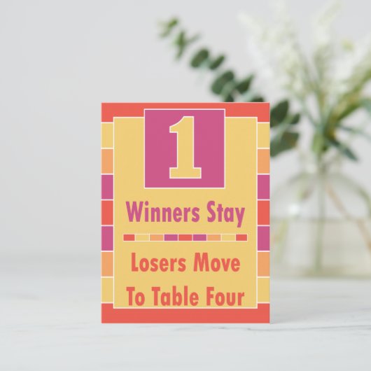 Kleurrijke Strepen Bunco Tafel Kaart #1 tot 4 (Staand voorkant)