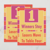 Kleurrijke Strepen Bunco Tafel Kaart #1 tot 4 (Voorkant / Achterkant)