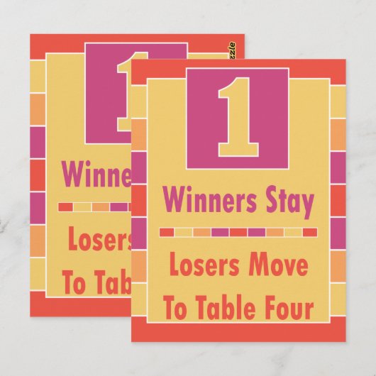 Kleurrijke Strepen Bunco Tafel Kaart #1 tot 4 (Voorkant / Achterkant)