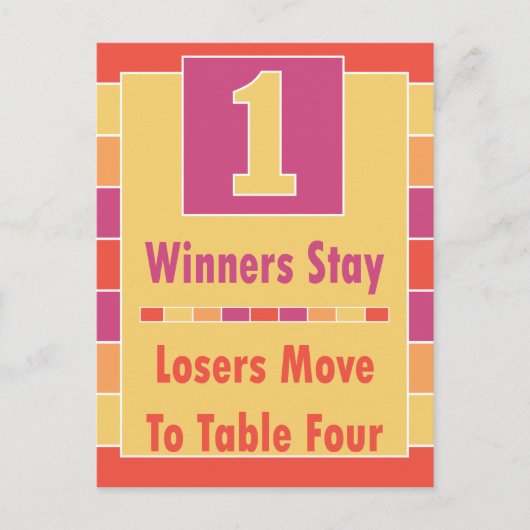 Kleurrijke Strepen Bunco Tafel Kaart #1 tot 4 (Voorkant)