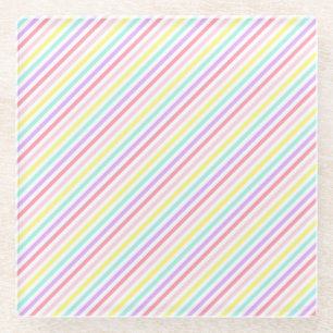Kleurrijke Strepen Eenhoorn Regenboog Pastelkleure Glazen Onderzetter