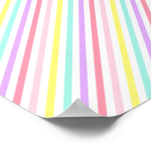 Kleurrijke Strepen Eenhoorn Regenboog Pastelkleure Poster