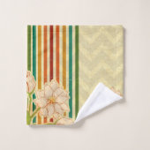 Kleurrijke strepen en beige bloemen patroon bad handdoek (Wasdoekje)