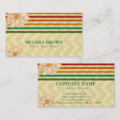Kleurrijke strepen en beige bloemen visitekaartje (Voorkant / Achterkant)