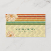 Kleurrijke strepen en beige bloemen visitekaartje (Voorkant)