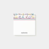 Kleurrijke strepen en cirkels en tekst handschrift post-it® notes (Voorkant)