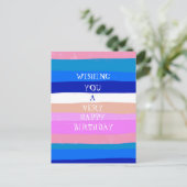 Kleurrijke strepen GEFELICITEERD MET JE VERJAARDAG Briefkaart (Staand voorkant)