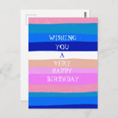 Kleurrijke Strepen GELUKKIGE VERJAARDAG Aangepaste Briefkaart (Voorkant / Achterkant)