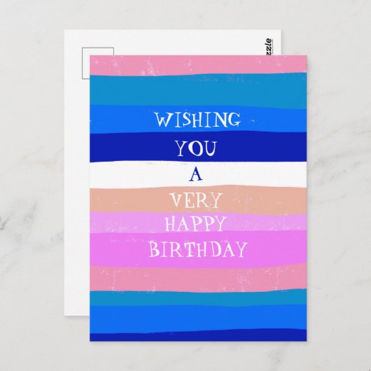Kleurrijke Strepen GELUKKIGE VERJAARDAG Aangepaste Briefkaart (Voorkant / Achterkant)