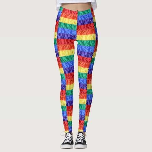 Kleurrijke strepen geometrisch patroon modern chic leggings (Voorkant)