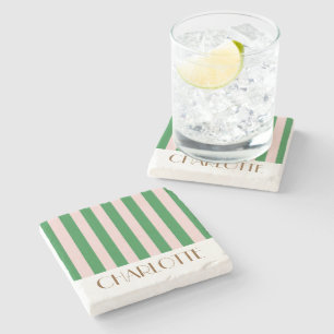 Kleurrijke Strepen Groene Trendy Trouw Stenen Onderzetter