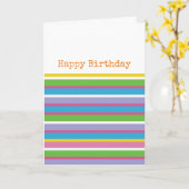 Kleurrijke Strepen Happy Birthday Preppy Mod Hip F Kaart (Gele Bloem)