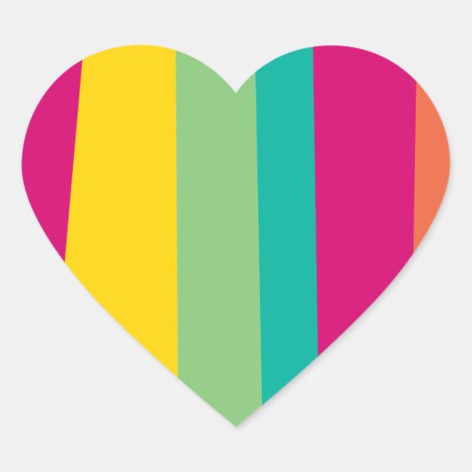 kleurrijke strepen hart sticker (Voorkant)