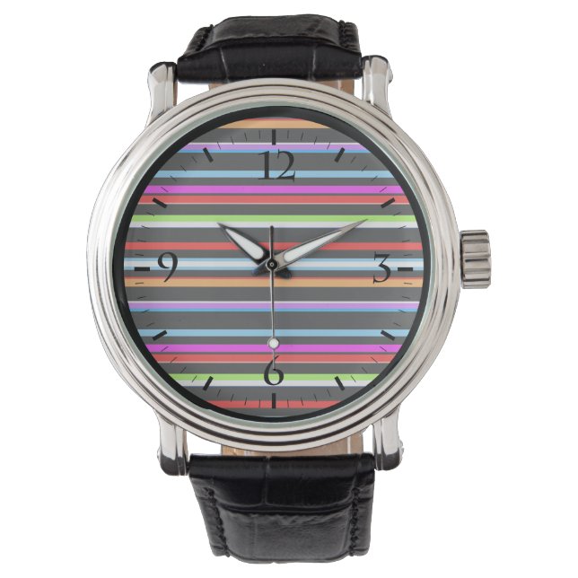 Kleurrijke strepen horloge (Voorkant)