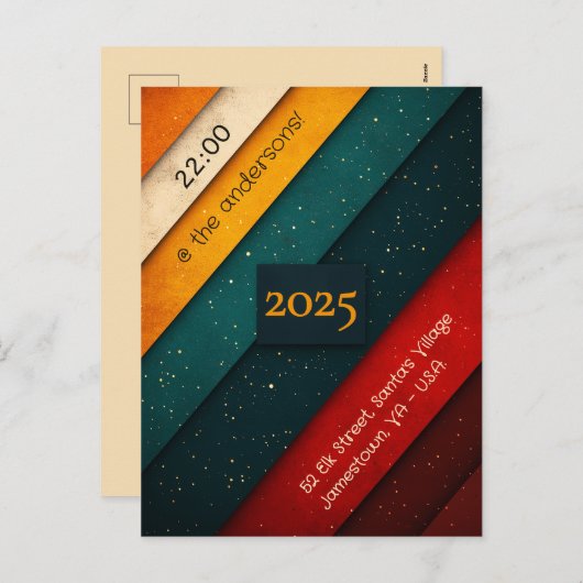 Kleurrijke Strepen Kerstfeest Feestdagenkaart (Voorkant / Achterkant)