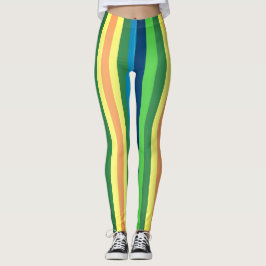 Kleurrijke strepen Leggings, groene, blauwe gele l Leggings