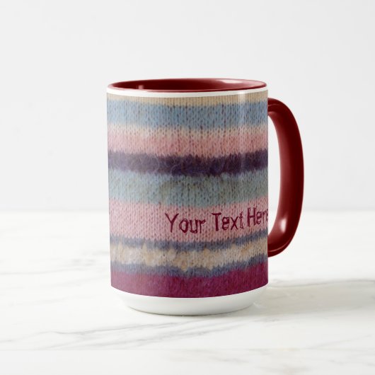 kleurrijke strepen met handgebreide patroonlaag mok (Voorkant rechts)