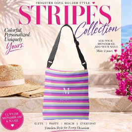 Kleurrijke Strepen met Monogram Schrift Crossbody Tas
