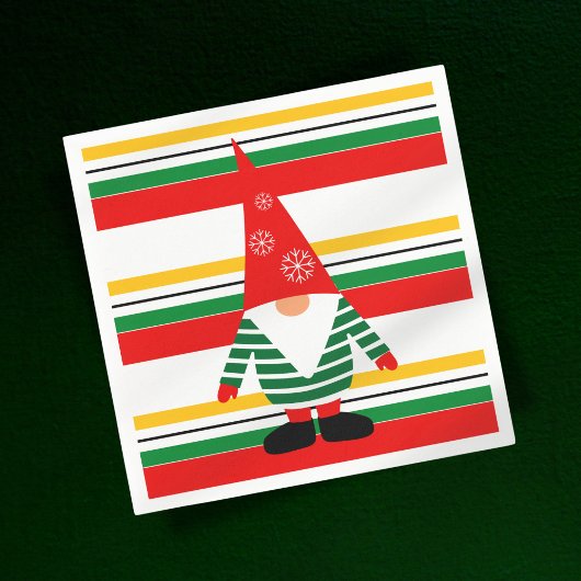 Kleurrijke strepen met Schattigee Gnome Christmas Servet