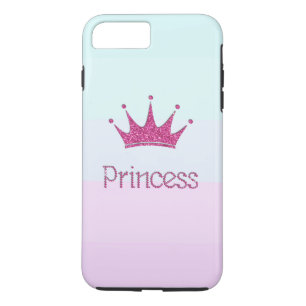 Kleurrijke strepen met tiara, prinses, glitters iPhone 8/7 plus hoesje