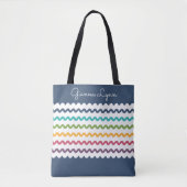 Kleurrijke Strepen Monogram Tote Bag (Voorkant)