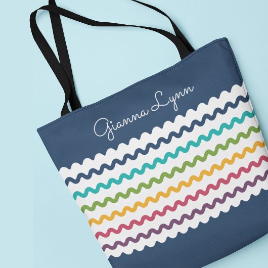 Kleurrijke Strepen Monogram Tote Bag