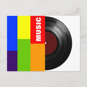 kleurrijke strepen muziek vinyl briefkaart