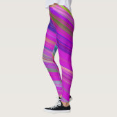 Kleurrijke strepen op fuchsia achtergrond, modern leggings (Links)