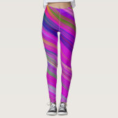 Kleurrijke strepen op fuchsia achtergrond, modern leggings (Voorkant)