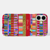 Kleurrijke strepen op roze moderne Girly Case-Mate iPhone Case (Achterkant (horizontaal))