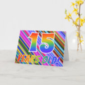 Kleurrijke Strepen + Oude Patroon van de regenboog Kaart (Gele Bloem)