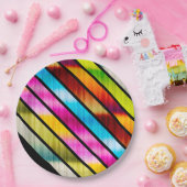 Kleurrijke strepen papieren bordje (Feest)
