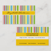 Kleurrijke strepen patroon gele band vrouwelijk visitekaartje (Voorkant / Achterkant)