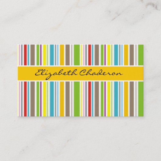 Kleurrijke strepen patroon gele band vrouwelijk visitekaartje (Voorkant)