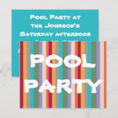Kleurrijke Strepen Pool Party uitnodiging (Voorkant / Achterkant)