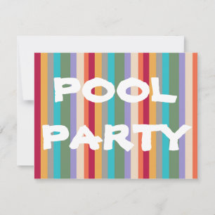 Kleurrijke Strepen Pool Party uitnodiging