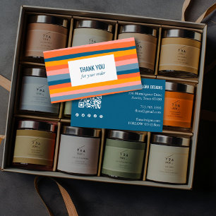 Kleurrijke strepen QR Code Social Media Bedankt Visitekaartje