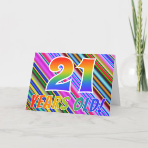 Kleurrijke Strepen + Regenboog Patroon "21 jaar ou Kaart