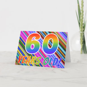 Kleurrijke Strepen + Regenboog Patroon "60 jaar ou Kaart